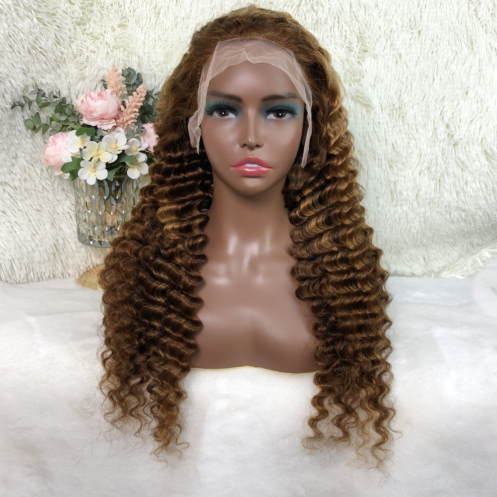 P4/27 Honey Deep Wave/Water Wave 13x4 Lace Frontal Wig