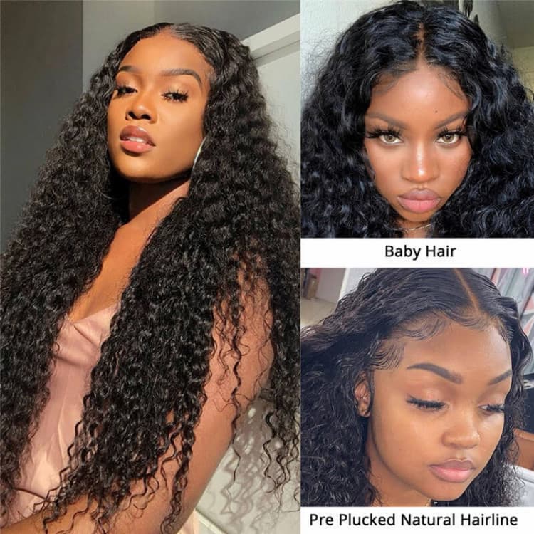 10a 180% 13x4 Lace Frontal Wigs Deep Wave #1B