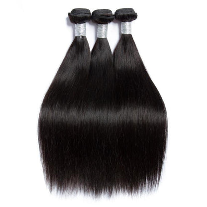 9A 3 bundles Original Vrigin Human Hair with 4X4 Lace Closure Straight Hair #1b
