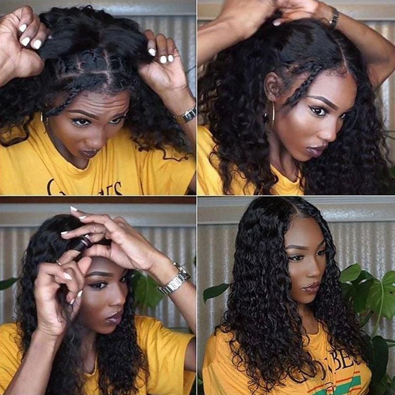 Queen Hair Inc 10a+ 150% 13x4 Lace Frontal Wigs Deep Wave #1B 馃洬