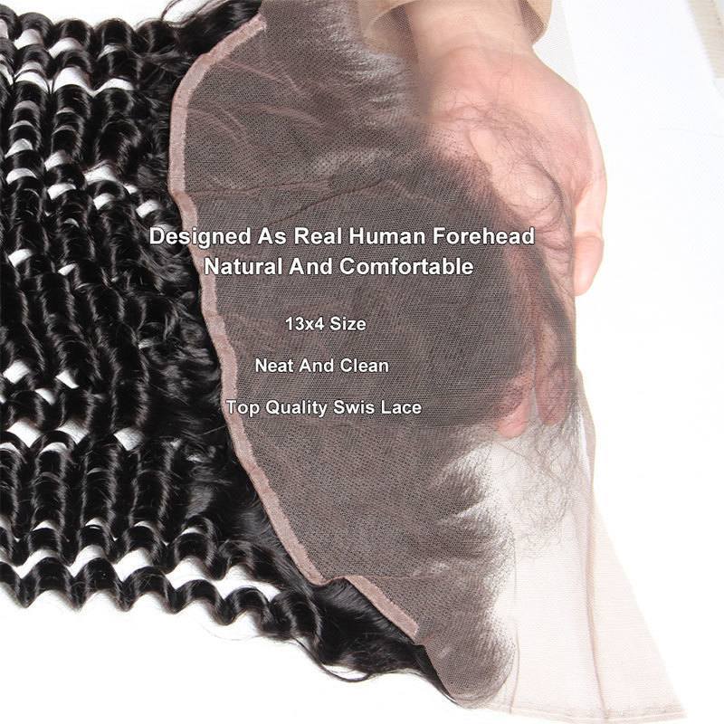 Queen Hair Inc Grade 9A 100% Unprocessed Human Hair Deep wave 2/3 Bundles +13x4 Lace Frontal 馃洬