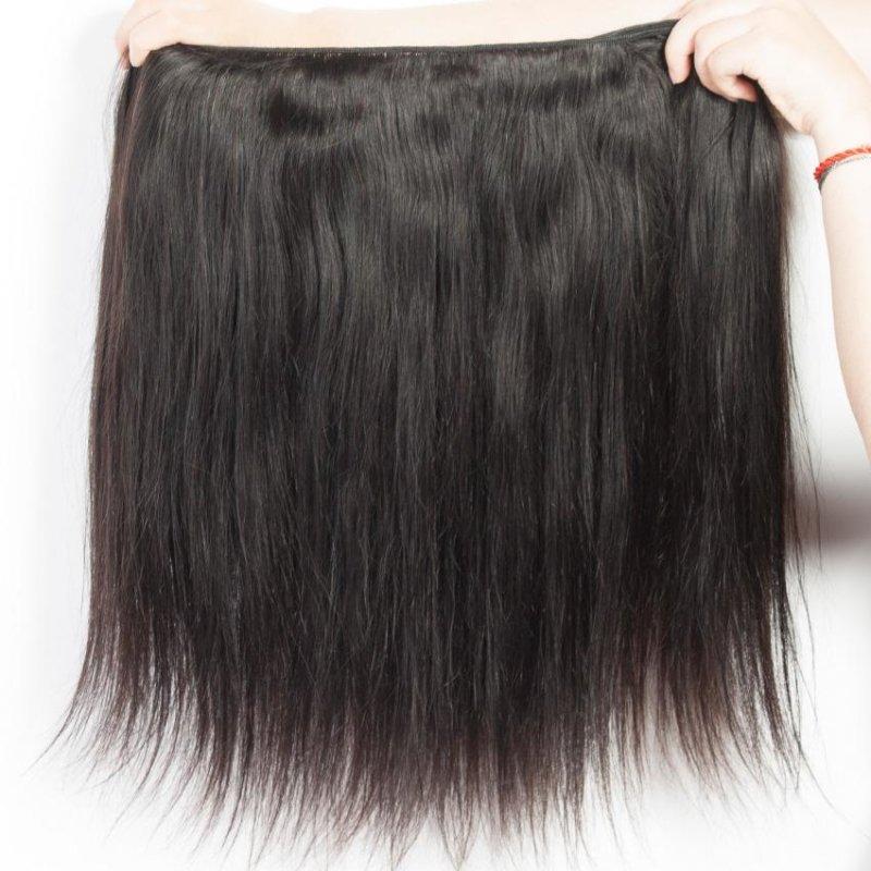 Queen Hair Inc 9A 3 Remy Hair bundles + 4X4 Lace Closure Straight #1b 馃洬