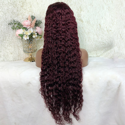 Burgundy Lace Front Wig 99J Human Hair Wig Water Wave 13x4 Colored Wigs 180 Density
