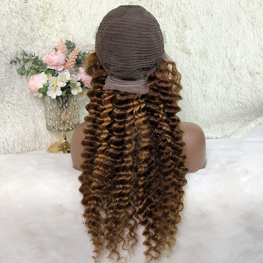 P4/27 Honey Deep Wave/Water Wave 13x4 Lace Frontal Wig