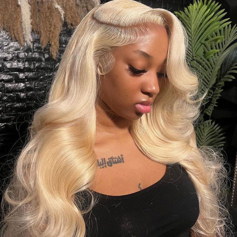 180% 13x4 Lace Frontal Wig Straight #613 Body Wave Deep Wave Blonde Wig