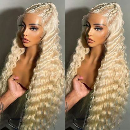 180% 13x4 Lace Frontal Wig Straight #613 Body Wave Deep Wave Blonde Wig