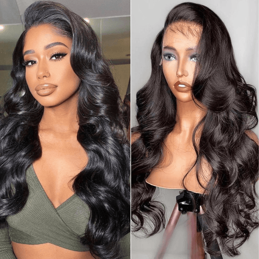 10a 180% 13x4 Lace Frontal Wigs Body Wave #1B