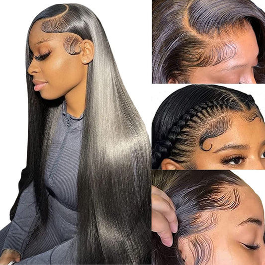 10a 180% 13x4 Lace Frontal Wigs Straight #1B