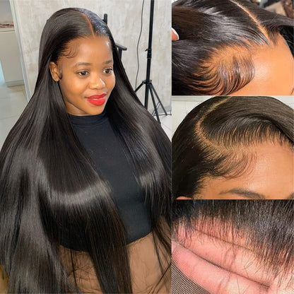 10a 180% 13x4 Lace Frontal Wigs Straight #1B