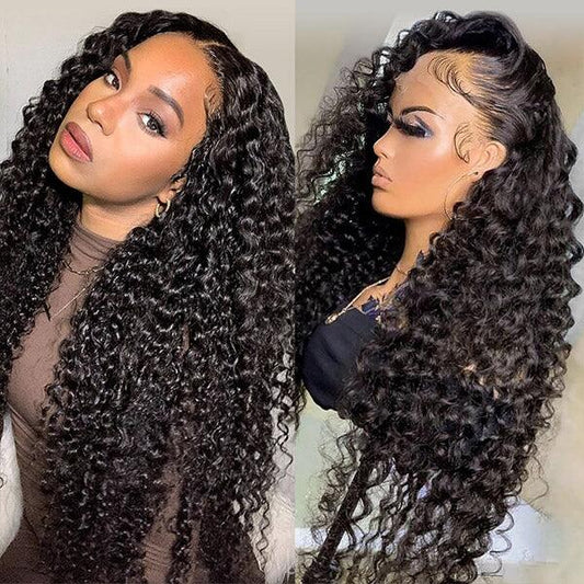 10a 180% 13x4 Lace Frontal Wigs Deep Wave #1B