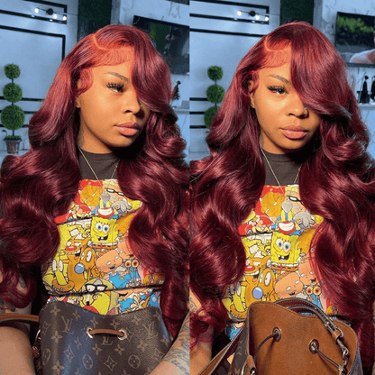 99J Lace Front Wig Human Hair Wig Straight Body Wave Deep Wave 13x4 Colored Wigs 180 Density