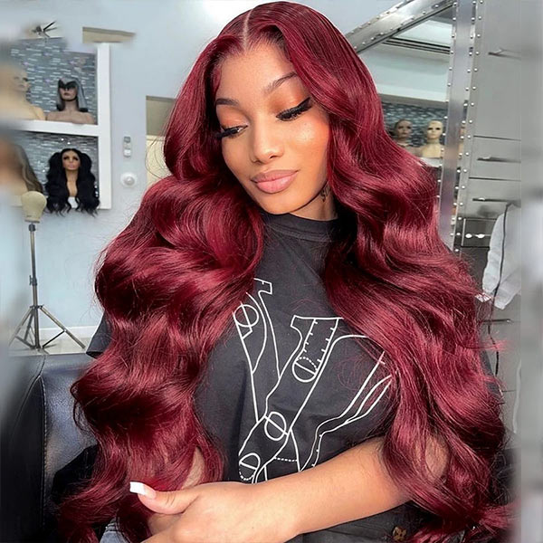 Burgundy Lace Front Wig 99J Human Hair Wig Deep Wave 13x4 Colored Wigs 180 Density