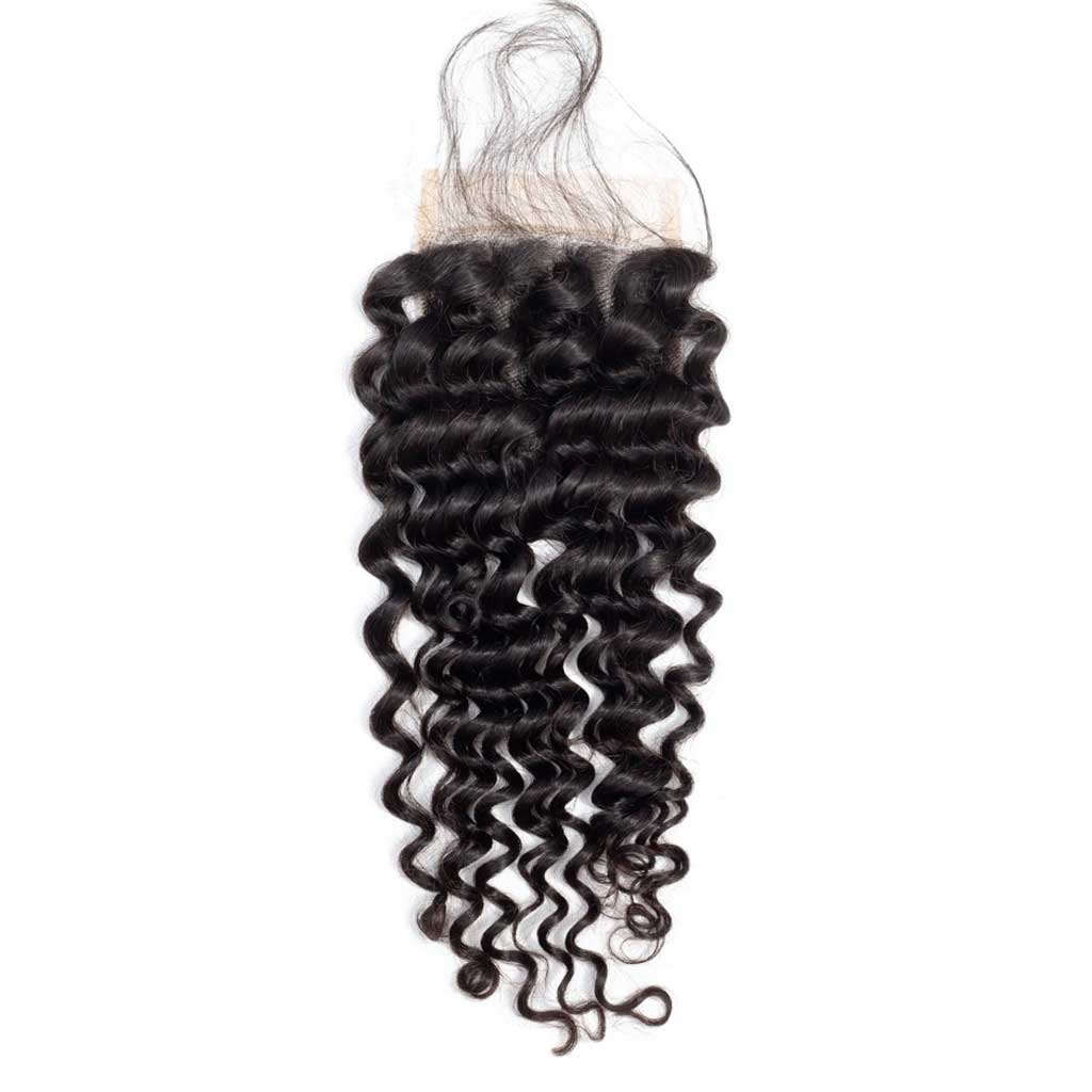Grade 10A 4 bundles with 4x4 lace closure deep wave original virgin human hair