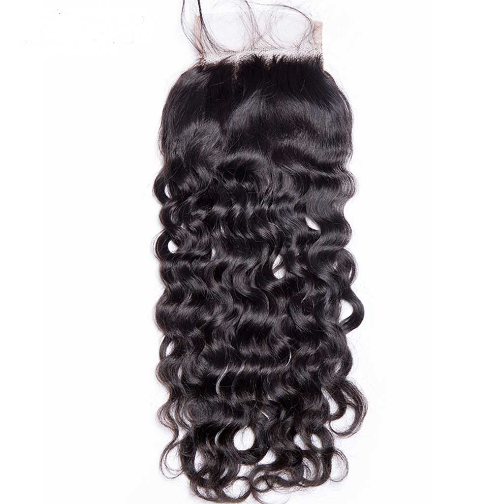 Grade 9A 4 bundles with 4x4 lace closure water wave