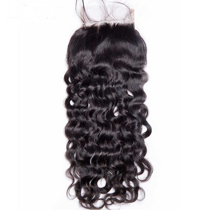Grade 10A 4 bundles with 4x4 lace closure water wave original virgin human hair