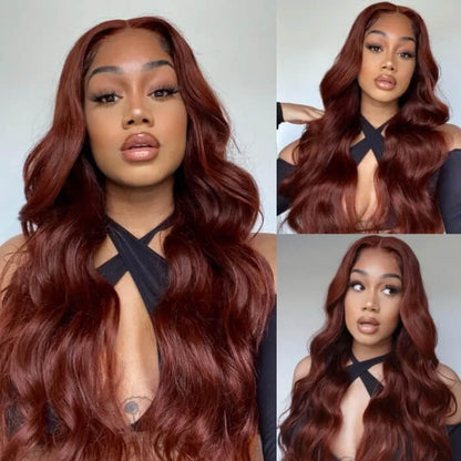 Reddish Brown #33 Straight 13×4 Lace Front Wig 180% Human Hair Wig