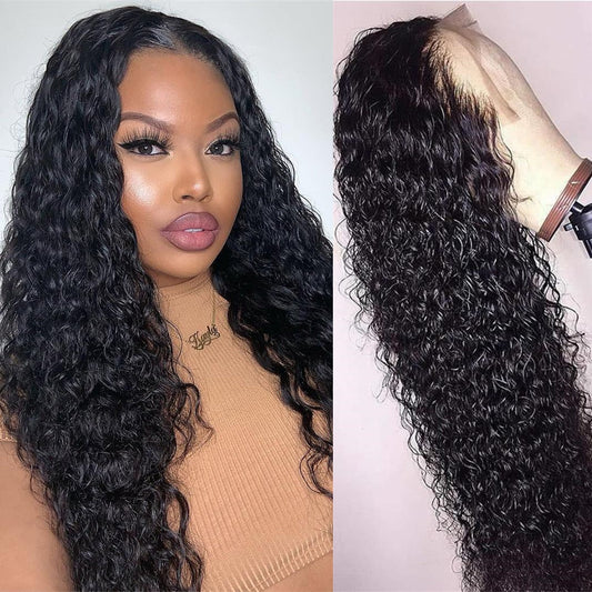 10a 180% 13x4 Lace Frontal Wig Water Wave #1B