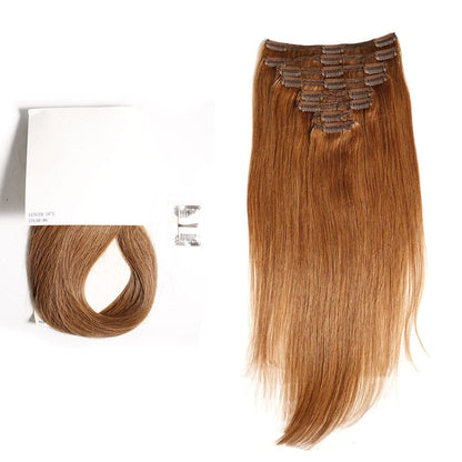 Queen Hair Inc Clip-in 120G Straight Human Hair Extensions 8 Piece Mixed Color Brown Clip ins Hair 14"-24"