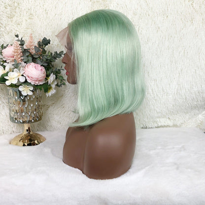 Queen Hair Inc Colored Bob Wig Human Hair Wigs Mint Green