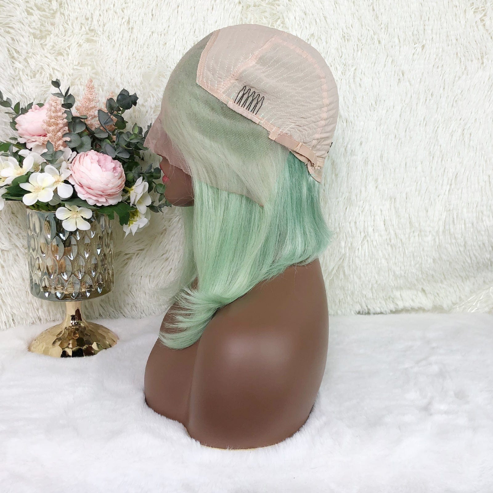 Queen Hair Inc Colored Bob Wig Human Hair Wigs Mint Green