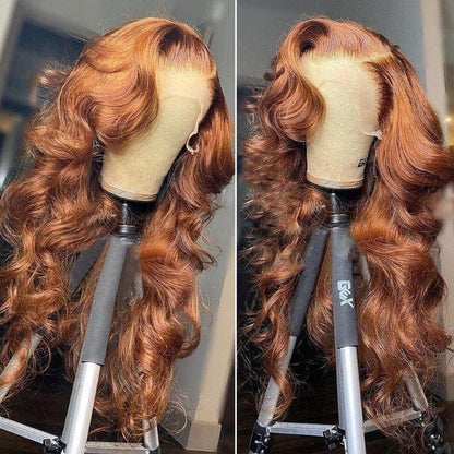 Queen Hair Inc 10A 180% Density Auburn Brown Loose Wave Big Voluminous Curl 13x4 Lace Front Wigs