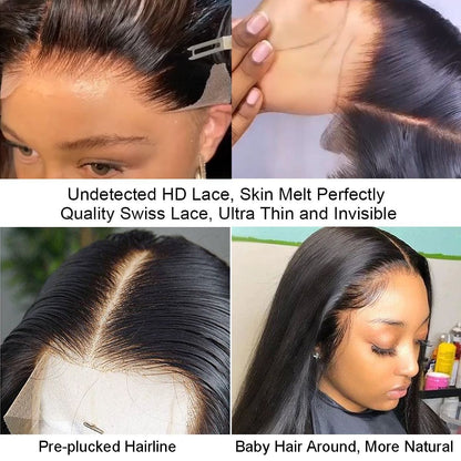 Queen Hair Inc 10A 180% Density Virgin Hair 4x4 5x5 HD Lace Closure Wigs Silky Straight Human Hair