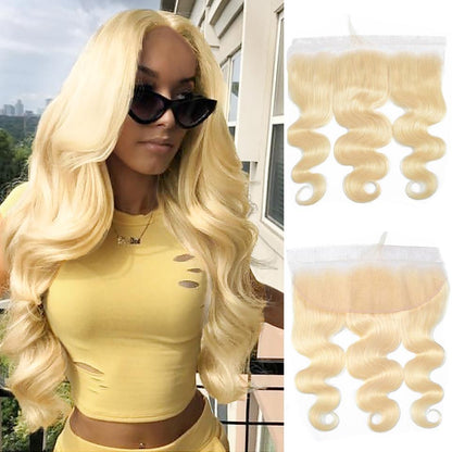 Queen Hair Inc 13*4 Lace Frontal #613 Blonde Color Free Part Ear To Ear Body Wave