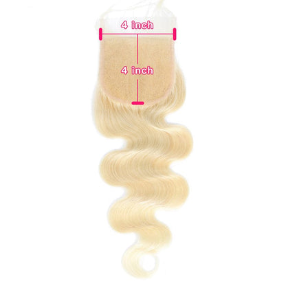 Queen Hair Inc 4x4 HD Lace Closure #613 Blonde Color Free Part Ear To Ear Body Wave
