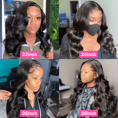 Queen Hair Inc Lace Frontal Wigs 13x4 Body Wave Human Hair Wigs 250% 180% Density #1B Natural Color