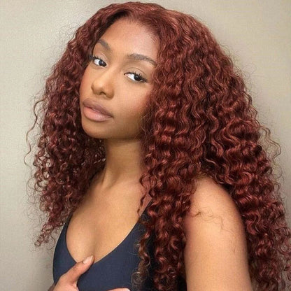 Queen Hair Inc Queenhairinc Reddish Brown #33 All Texture 13×4 HD Lace Front Wig 180% Human Hair Wig