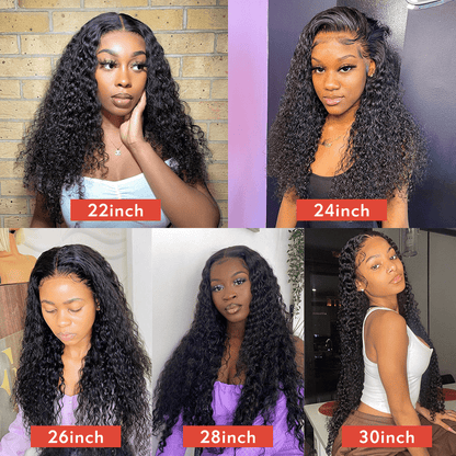 Queen Hair Inc 10a+ 150% 180% 13x4 Lace Frontal Wigs Deep Wave #1B