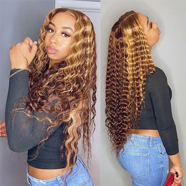 Queen Hair Inc Grade 10A 150% P4/27 Honey Blonde Straight/Body Wave 13x4 Lace Frontal Wig