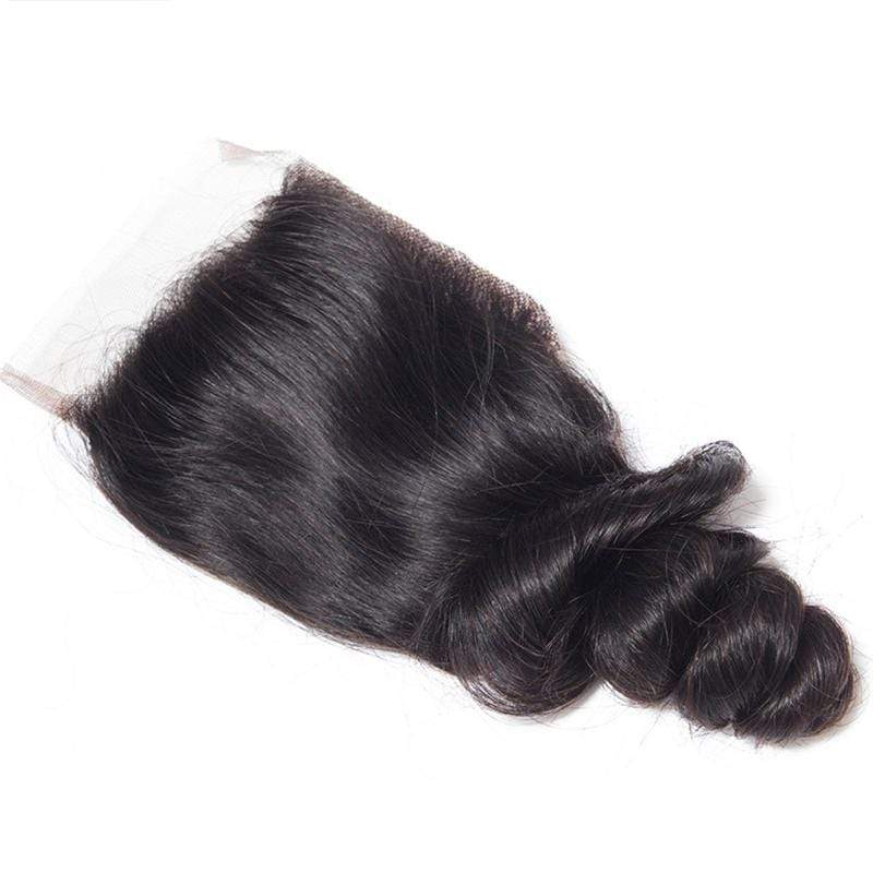 Queen Hair Inc 4x4 Lace Closure Free Part Loose Wave 100% Human Hair