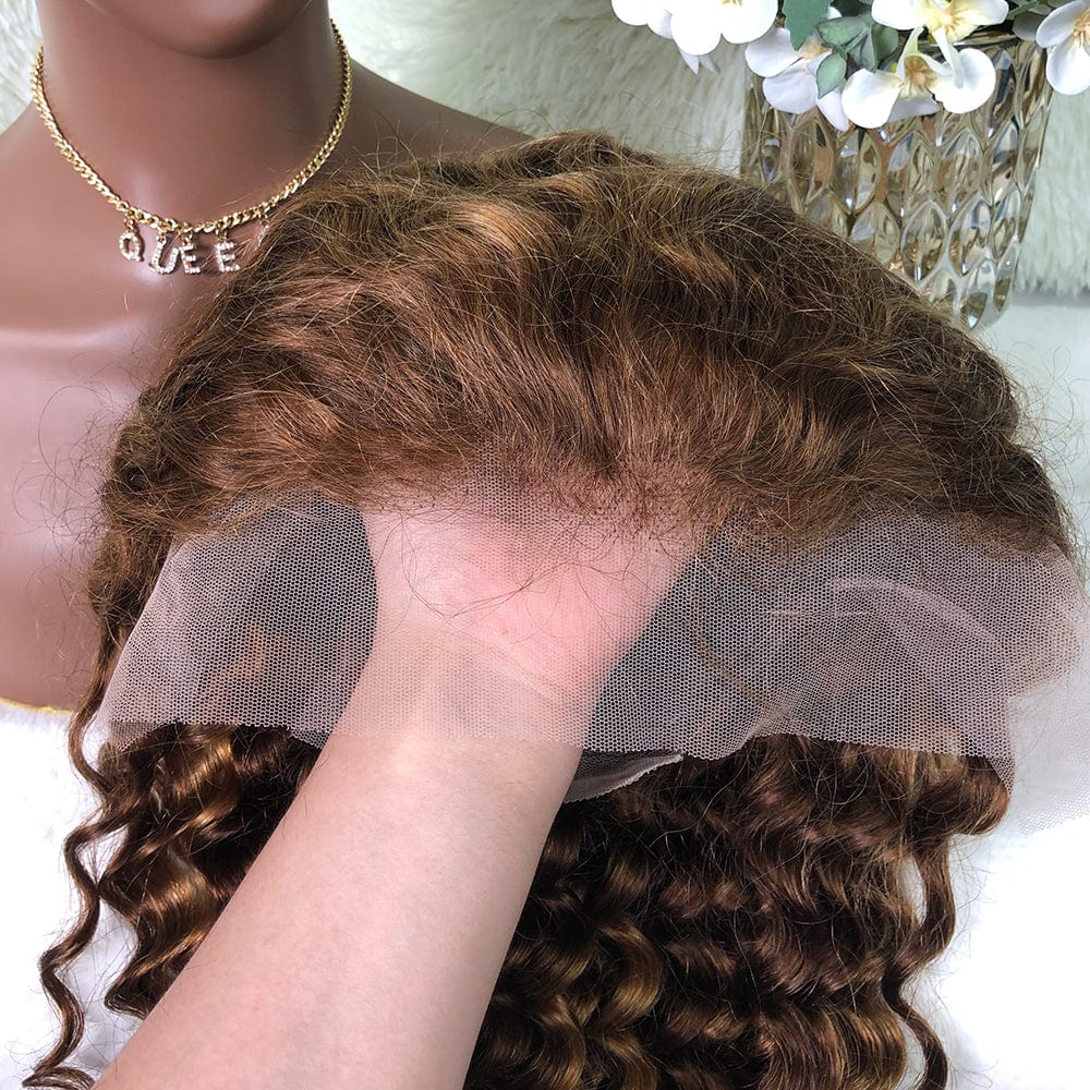 Queen Hair Inc Grade 10A 150% P4/27 Honey Deep Wave 13x4 Lace Frontal Wig