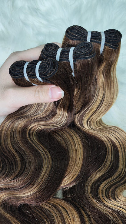 Queen Hair Inc 3/4bundles 4/27 Highlight Hair Weave 12-30inch Body wave Virgin Human Hair