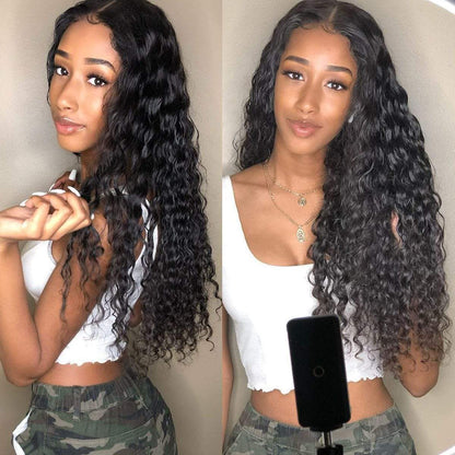 Queen Hair Inc 10a+ 150% 13x4 Lace Frontal Wig Water Wave #1B 馃洬