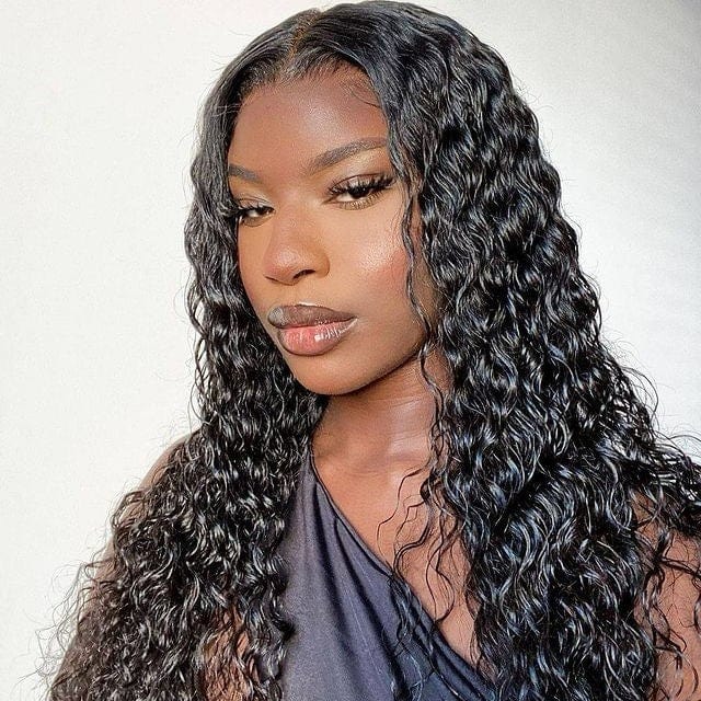 Queen Hair Inc 10a+ 150% 180% 13x4 Lace Frontal Wig Water Wave #1B