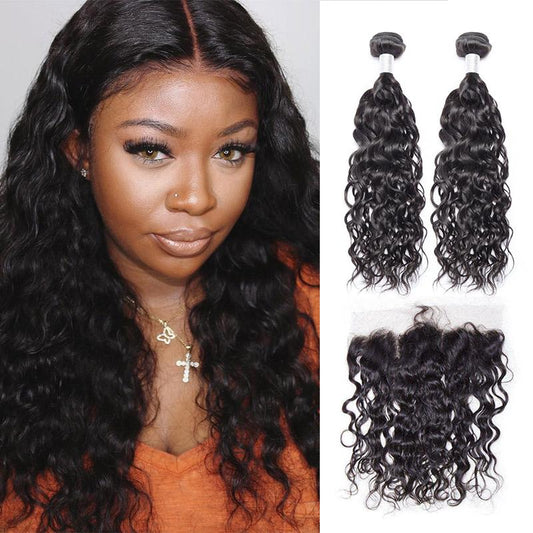 Queen Hair Inc 9A 2/3 Bundles + 13x4 Lace Frontal Water Wave 馃洬