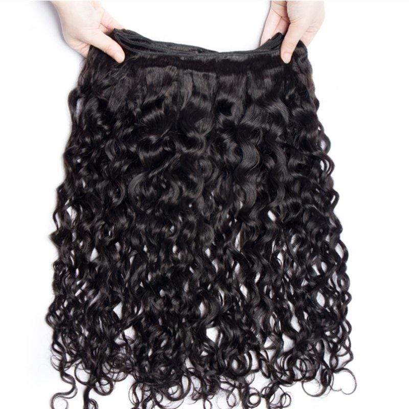 Queen Hair 9A 3 Remy Hair bundles + 4X4 Lace Closure Water Wave #1b 馃洬